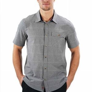 Avalanche Men's Charcoal Plaid Button Down Shirt UPF 50